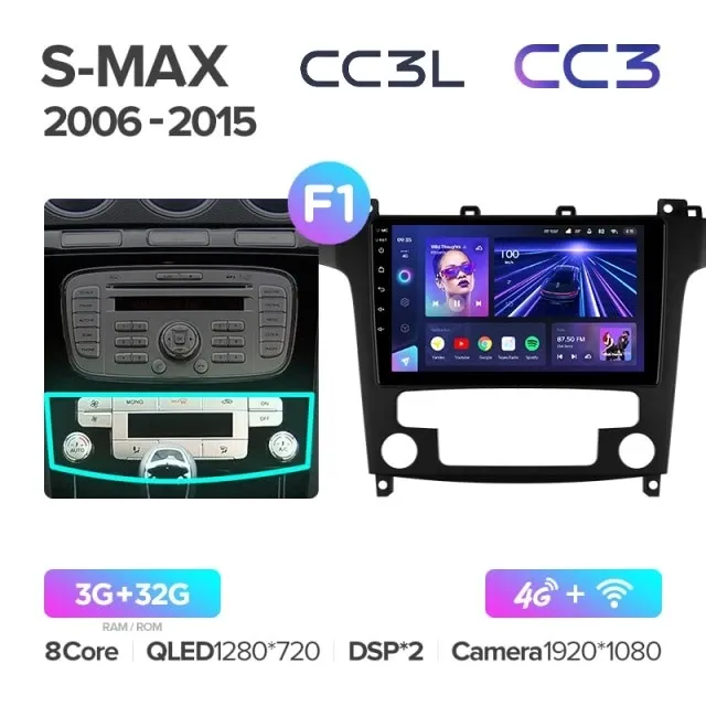 Комплект магнитолы TEYES CC3L 9.0" для Ford S-MAX