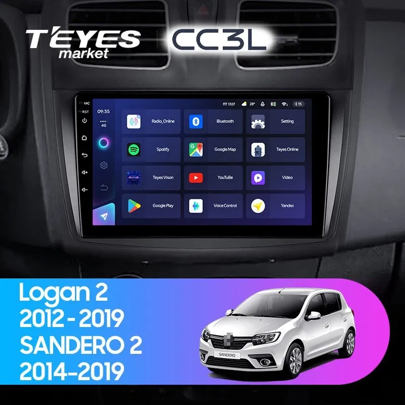 Комплект магнитолы TEYES CC3L 10.2" для Renault Logan