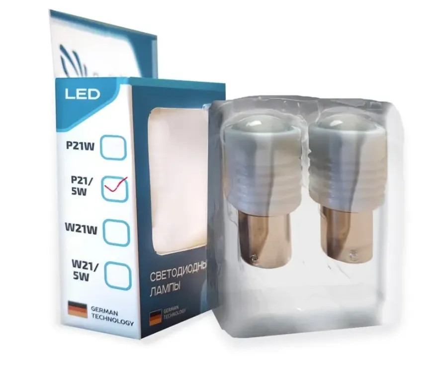Лампа светодиодная Clearlight P21/5W 1157-3030-9LED 6500k (2шт) - фото