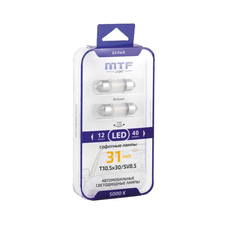 Лампа светодиодная MTF C5W T10.5x31/31мм 12V 5000K cофитная - фото