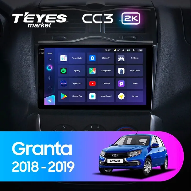 Комплект магнитолы TEYES CC3 2K 9.5" для ВАЗ (LADA) Granta I рестайлинг 2018-2023