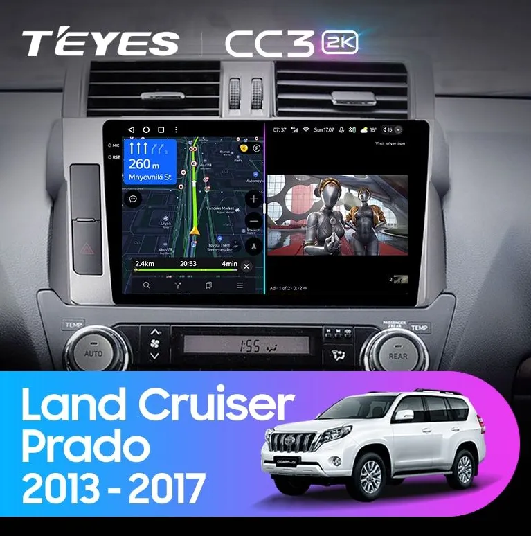 ШГУ Teyes CC3 2K 4/64 GB Toyota Land Cruiser Prado 150 2013-2017, 10.2" - фото