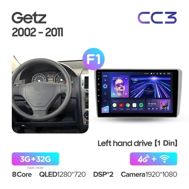 Комплект магнитолы TEYES CC3L 9.0" для Hyundai Getz