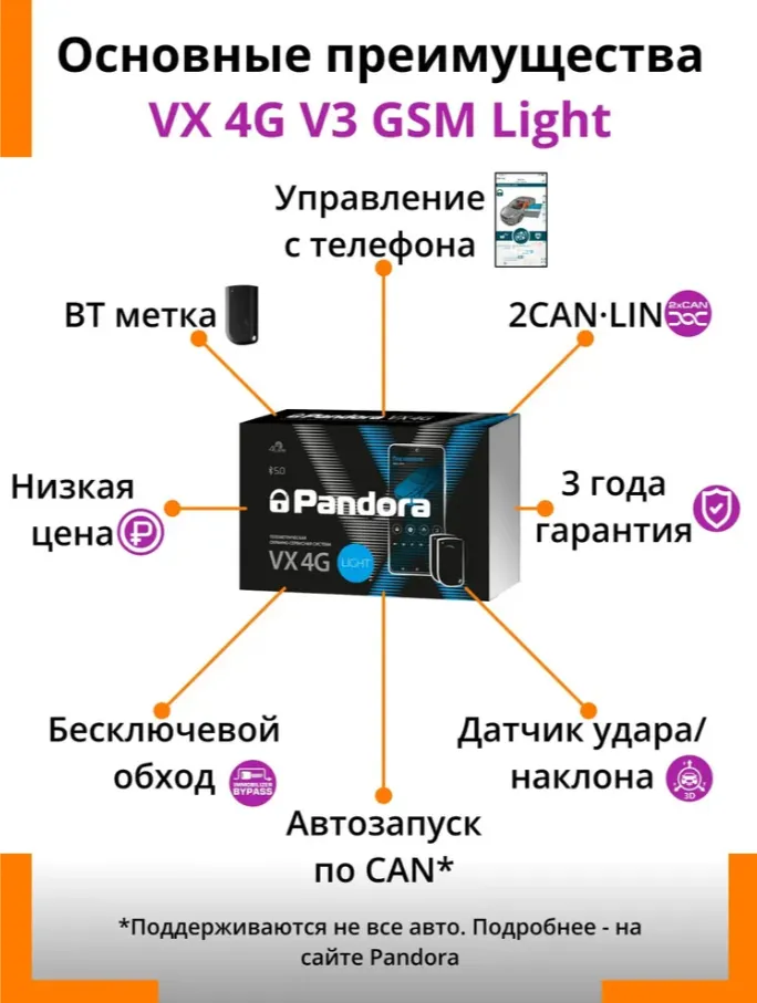 Автосигнализация Pandora VX-4G Light - фото